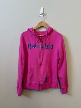 Disneyland women’s pink & blue sequin zip up hoodie